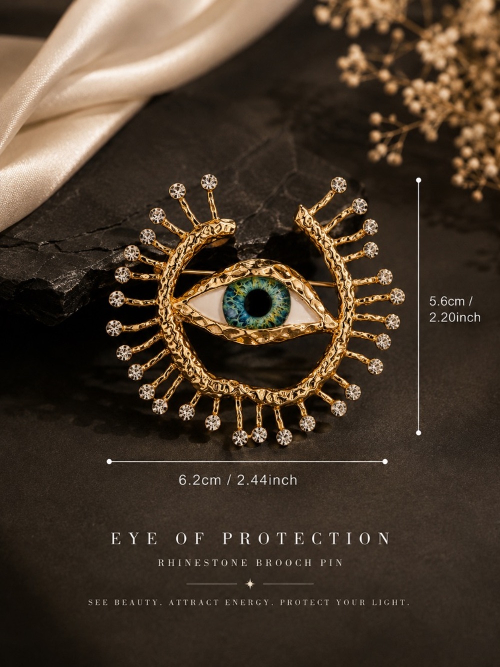 NEW! Eye of Protection Rhinestone Brooch Pin. Lucky brooch 🧿 - Picture 1 of 4